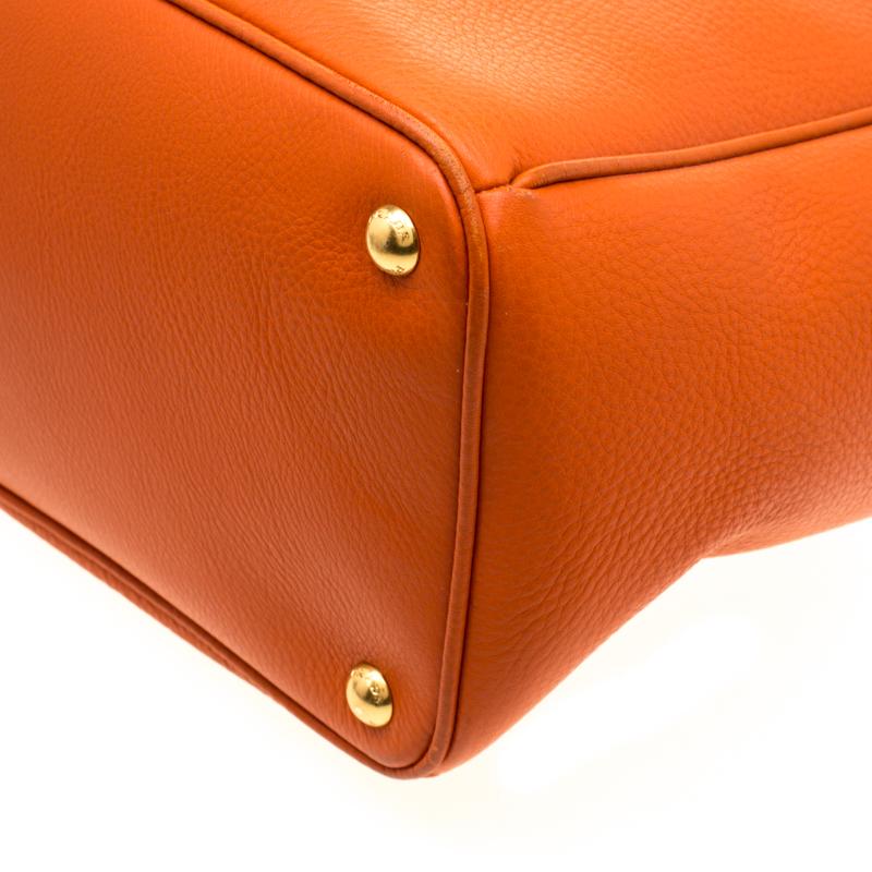Prada Orange Leather Large Open Tote 2