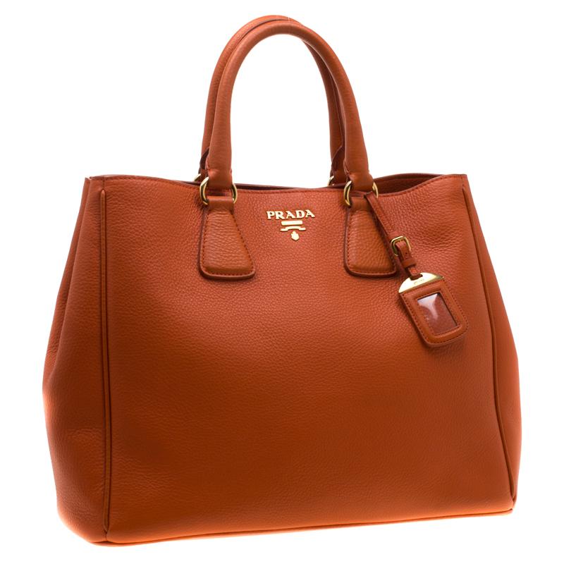 Red Prada Orange Leather Large Open Tote