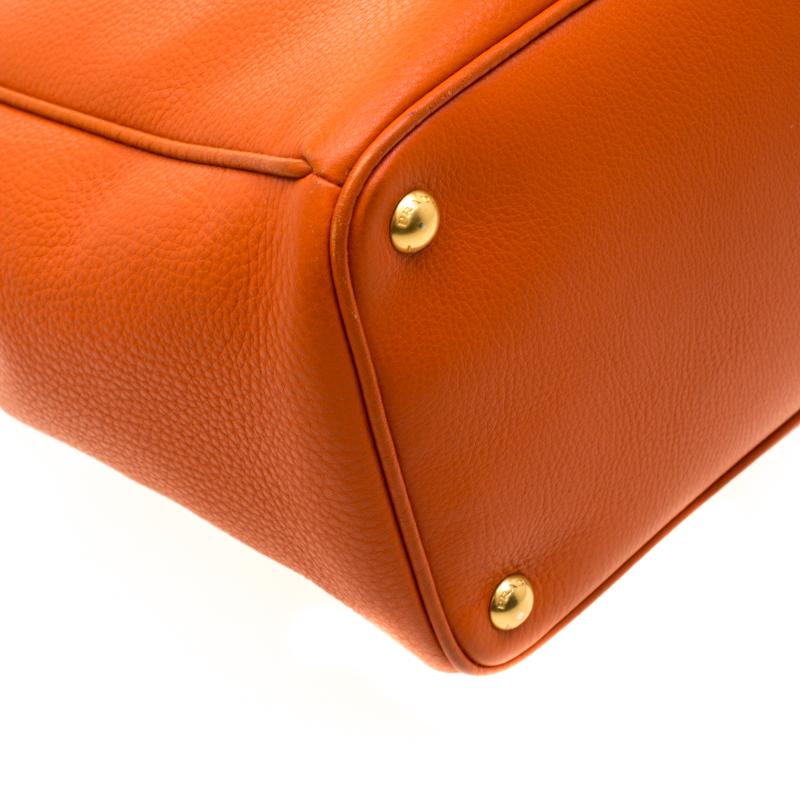 Prada Orange Leather Large Open Tote 3