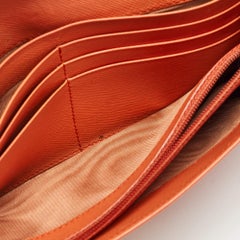 Prada Orange Leather Pushlock Flap Continental Wallet