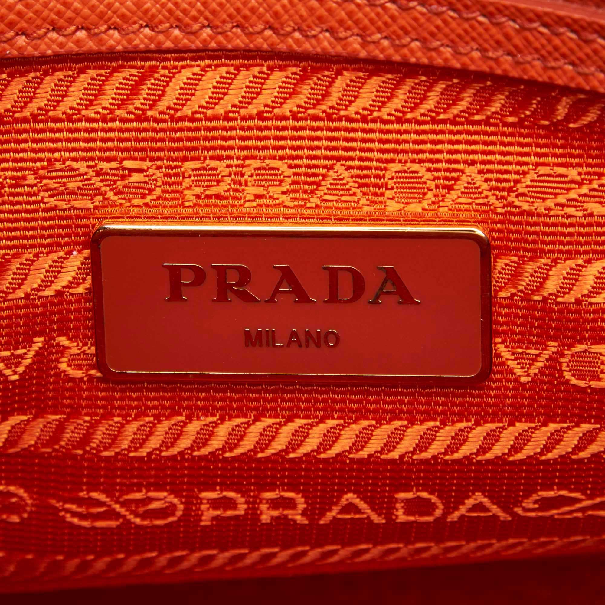 Prada Orange  Leather Saffiano Lux Promenade Satchel Italy 2