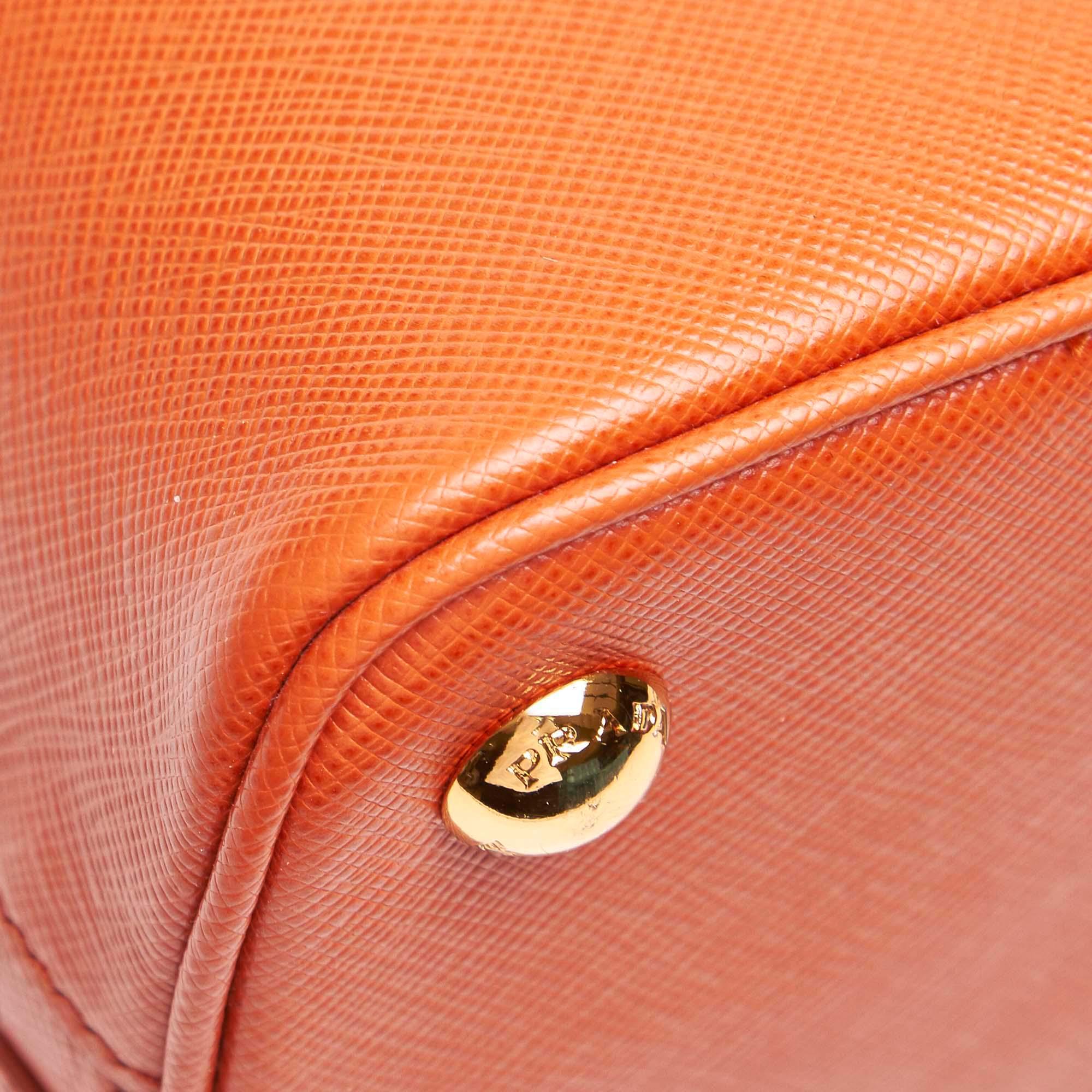 Prada Orange  Leather Saffiano Lux Promenade Satchel Italy 4
