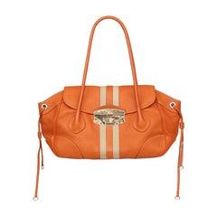 PRADA orange leather STRIPE Shoulder Bag