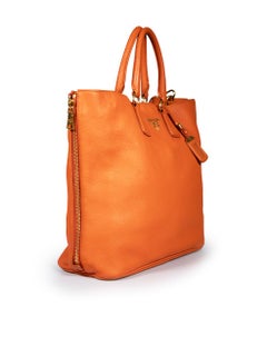 Prada Orange Leather Vitello Daino Tote