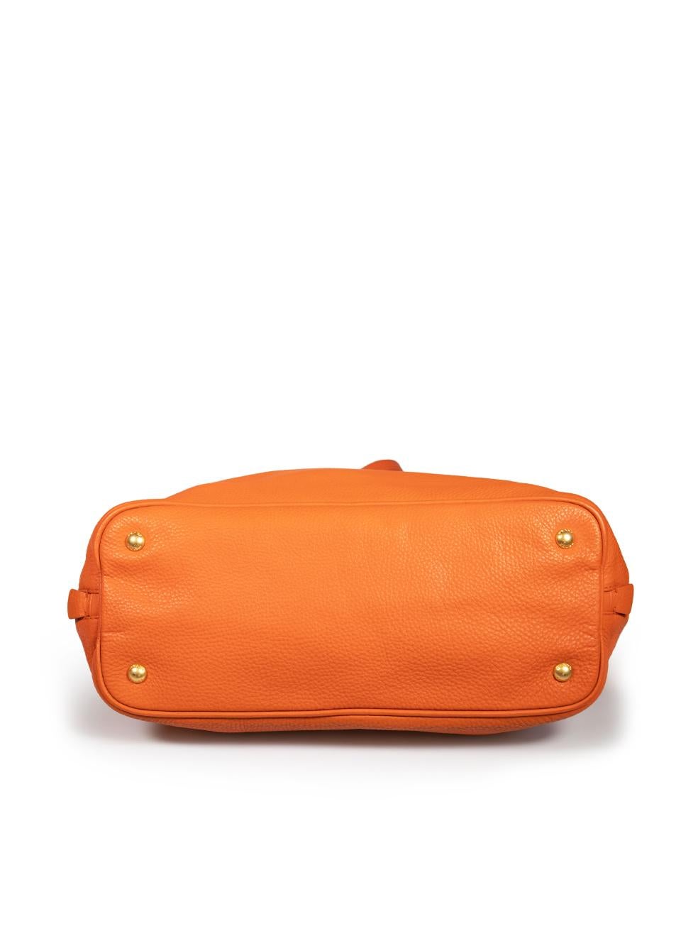 Women's Prada Orange Leather Vitello Daino Tote For Sale