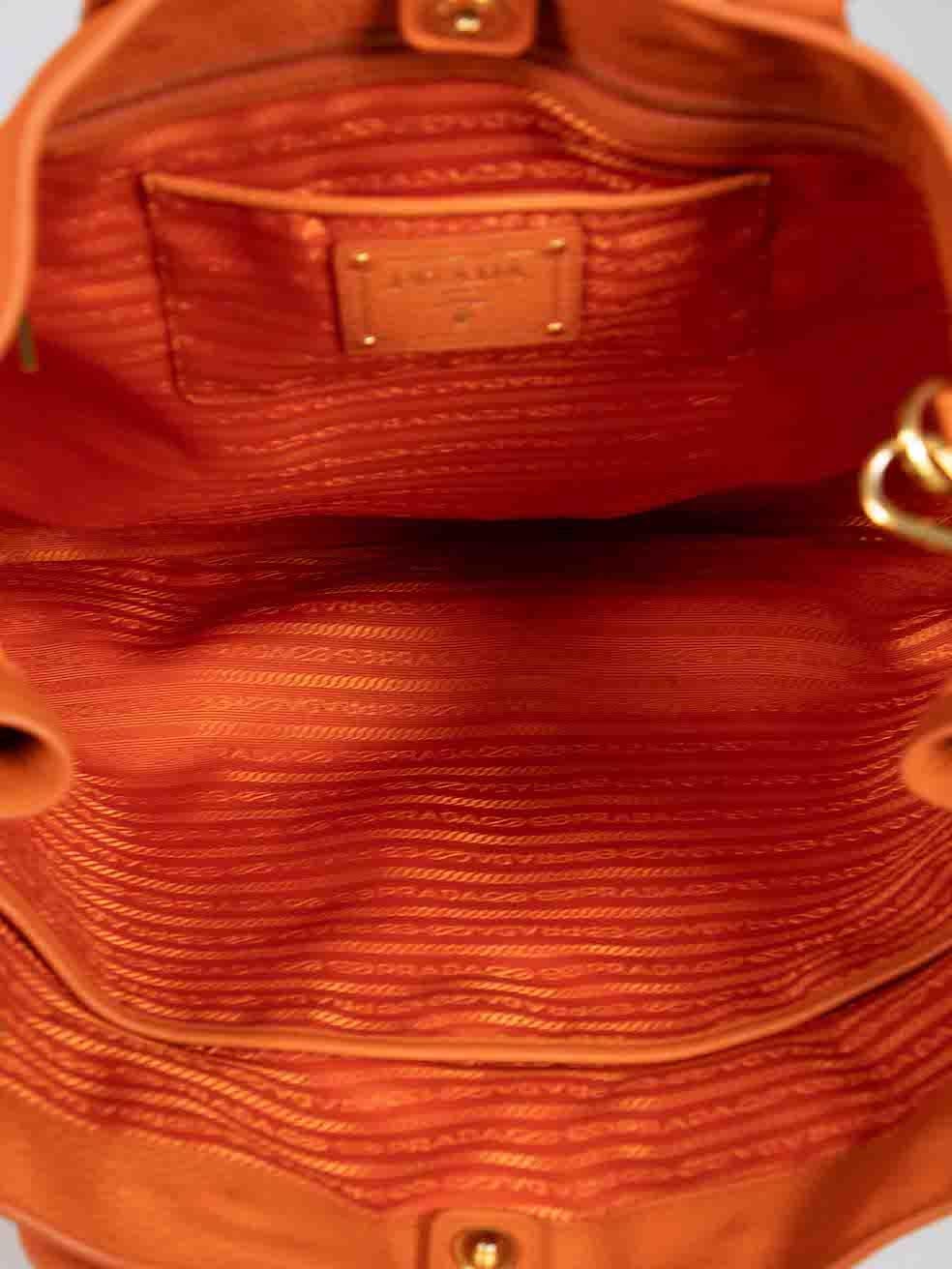Prada Orange Leder Vitello Daino Tote aus Leder im Angebot 1