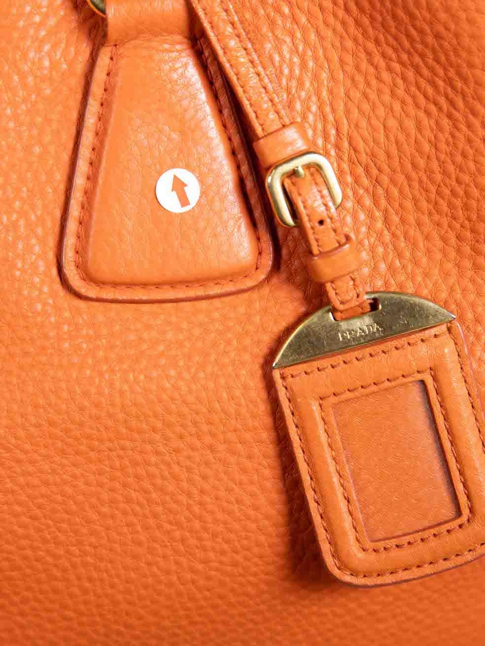 Prada Orange Leather Vitello Daino Tote For Sale 2