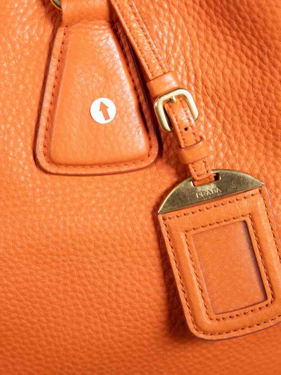 Prada Orange Leather Vitello Daino Tote 2