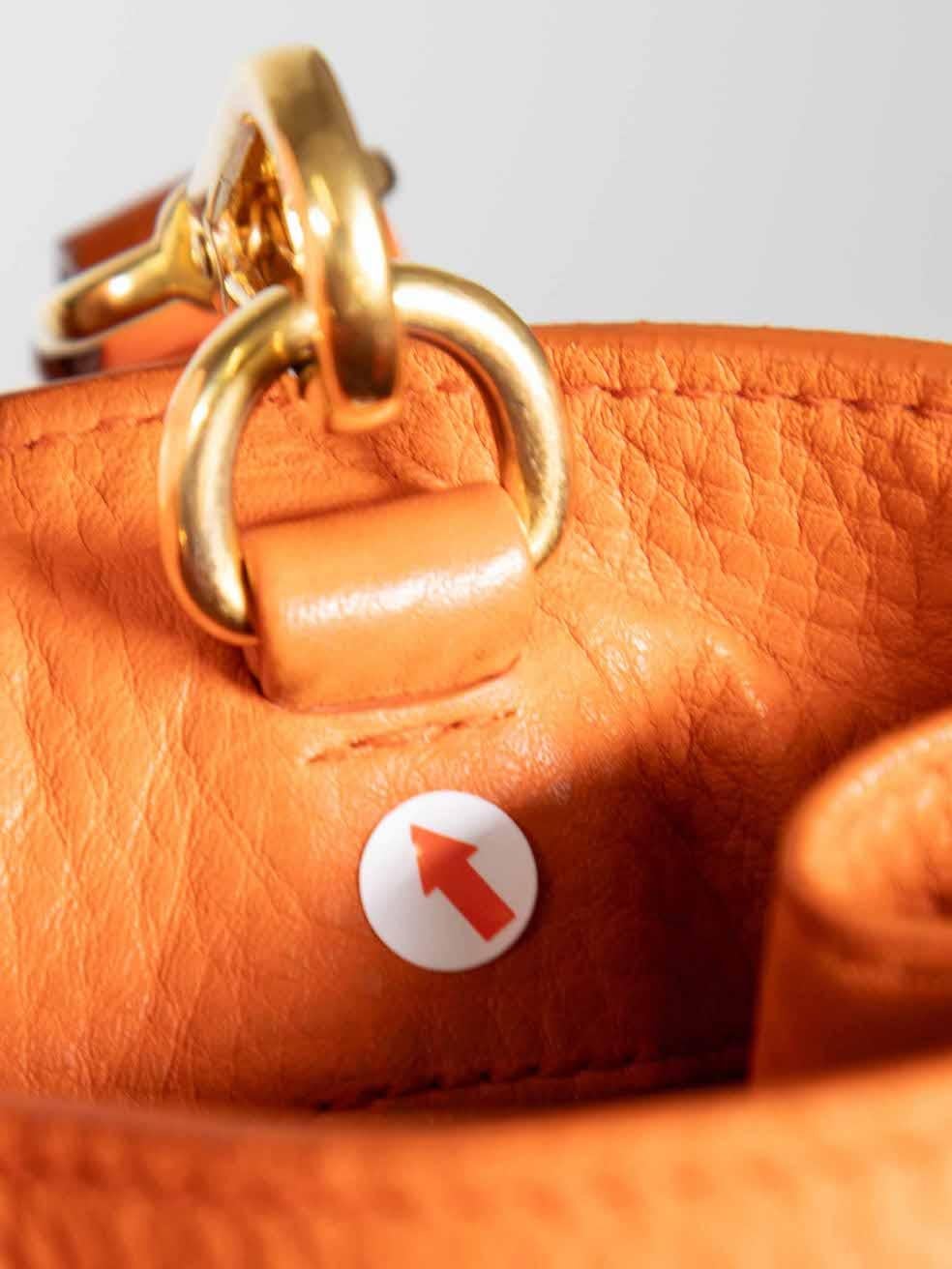Prada Orange Leather Vitello Daino Tote For Sale 3