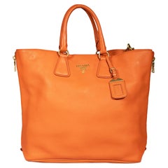 Prada Orange Leather Vitello Daino Tote