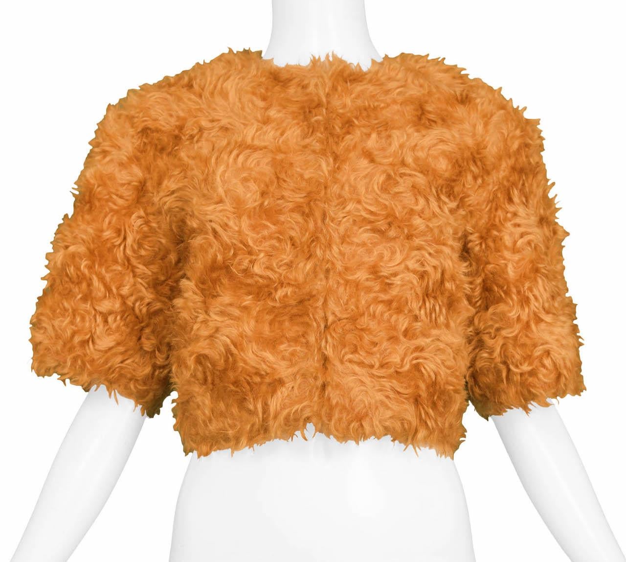 Prada Orange Mohair Cropped Jacket 2007 In Excellent Condition For Sale In Los Angeles, CA