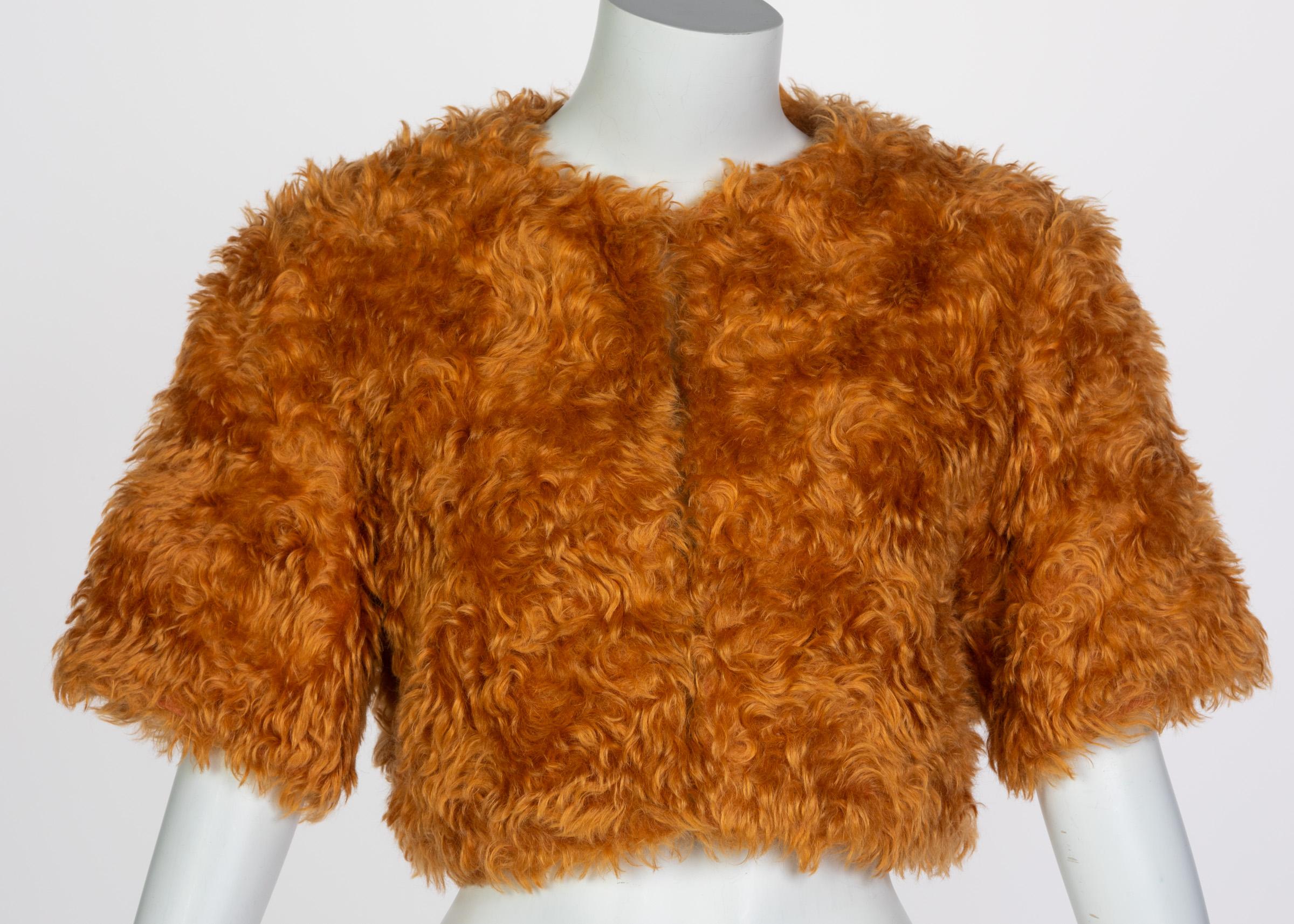 Prada Orange Mohair Cropped Jacket, 2007 In Excellent Condition For Sale In Boca Raton, FL