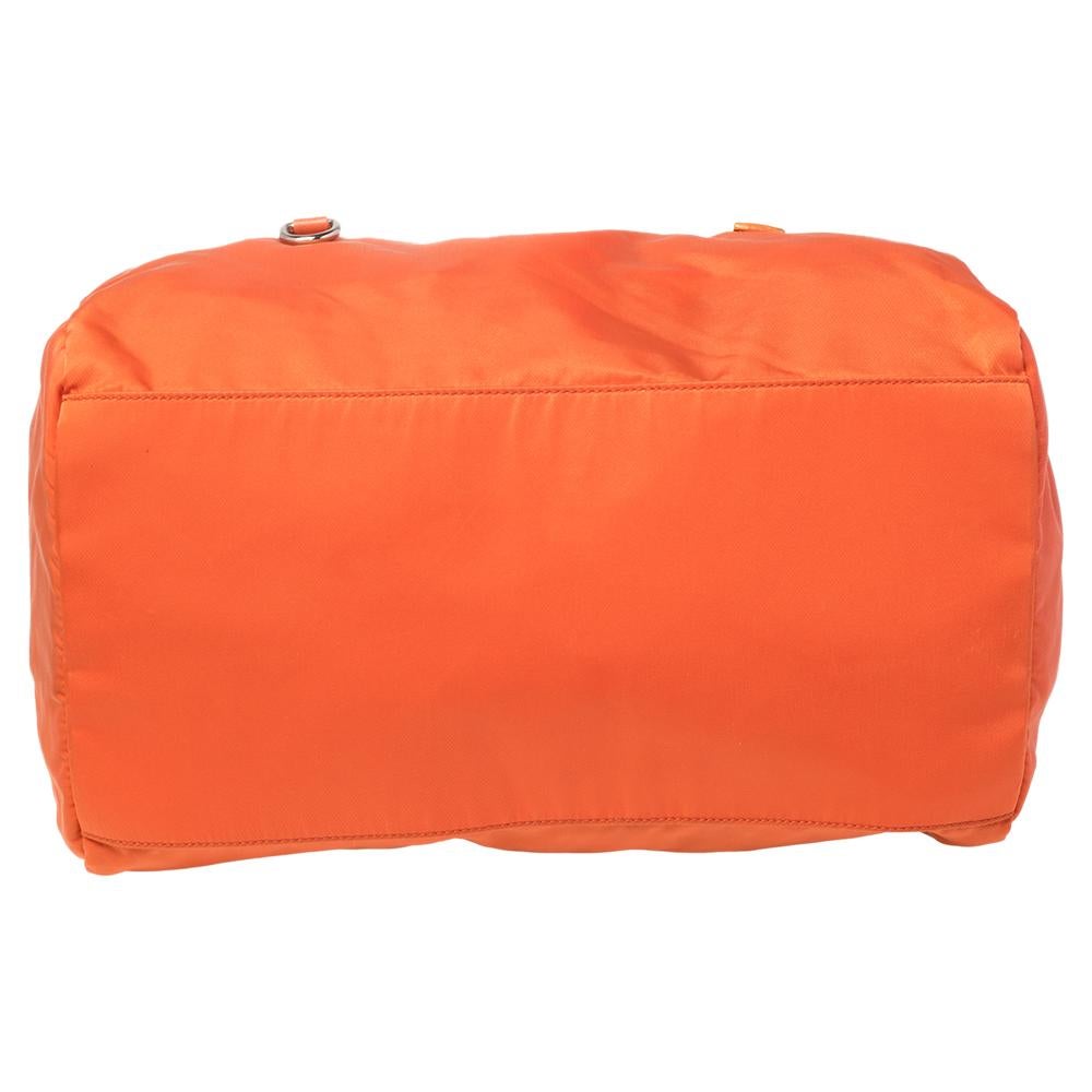 Red Prada Orange Nylon Boston Bag