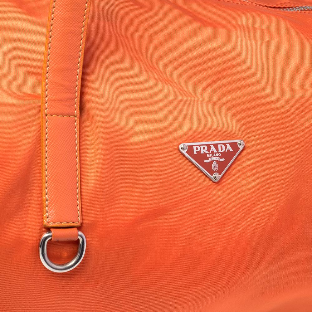 Prada Orange Nylon Boston Bag 1