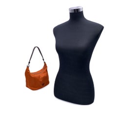 Prada Orange Nylon Canvas and Leather Shoulder Bag