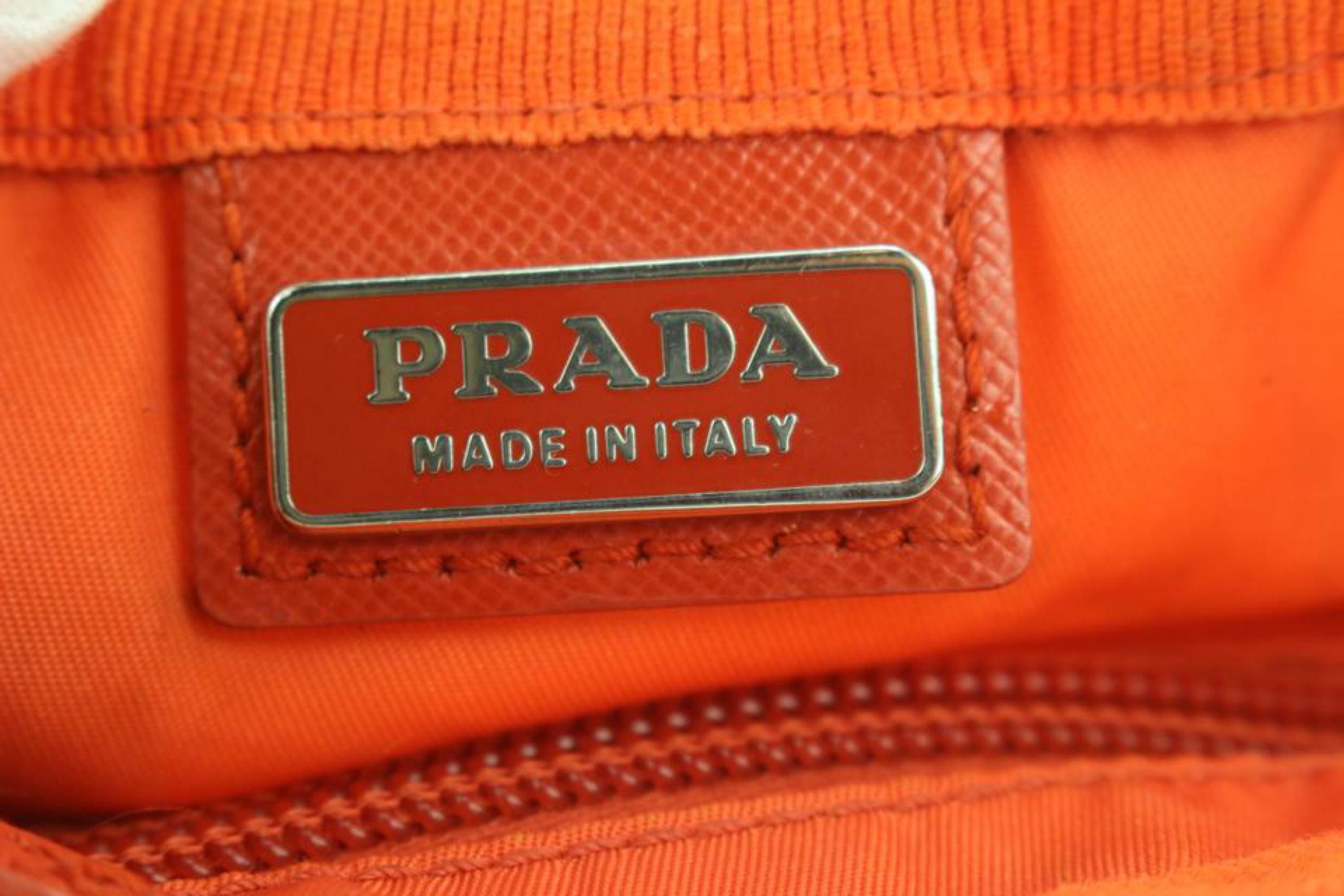 Prada Orange Nylon Cosmetic Pouch Make Up bag 1PR62a 3