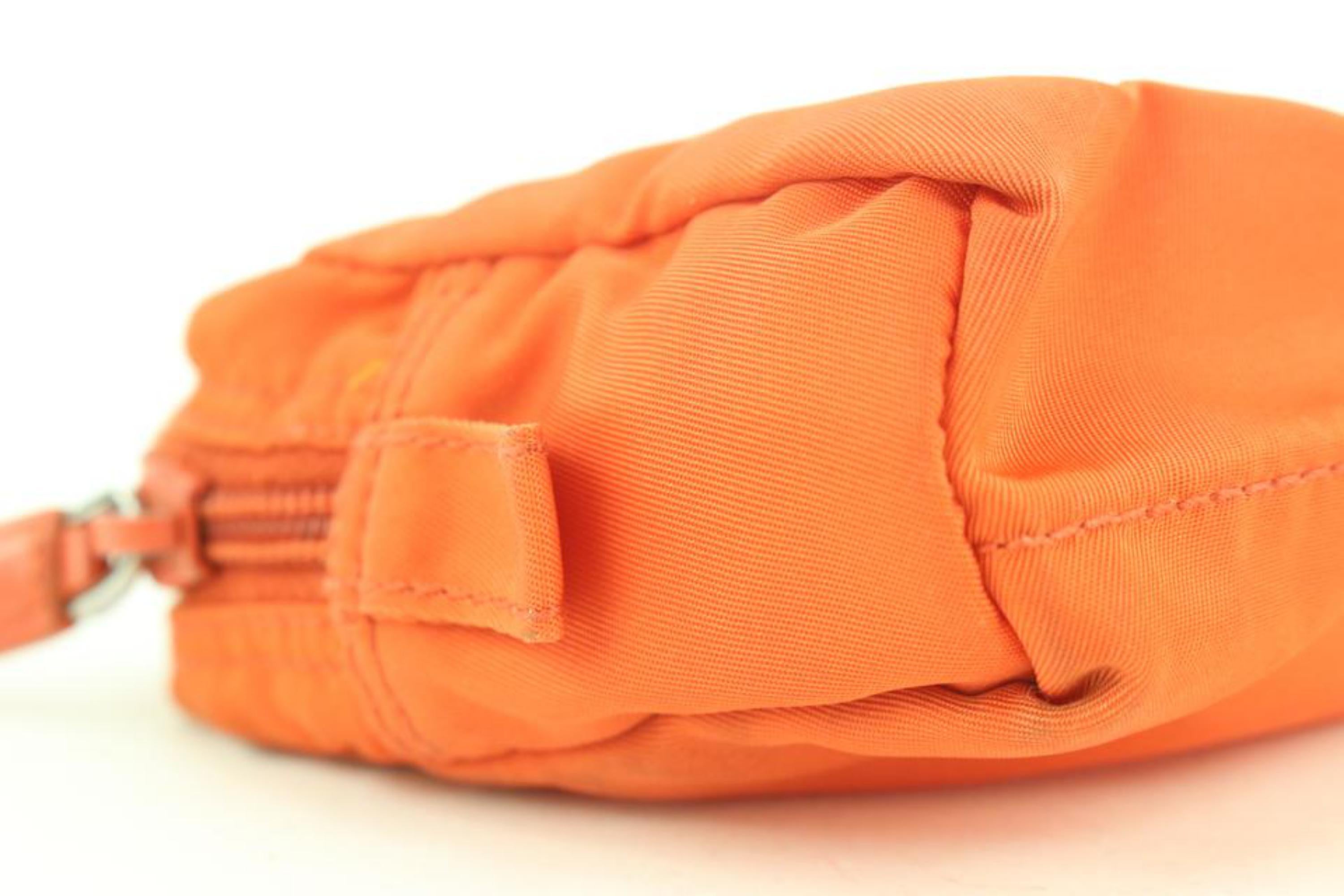 Women's Prada Orange Nylon Cosmetic Pouch Make Up bag 1PR62a