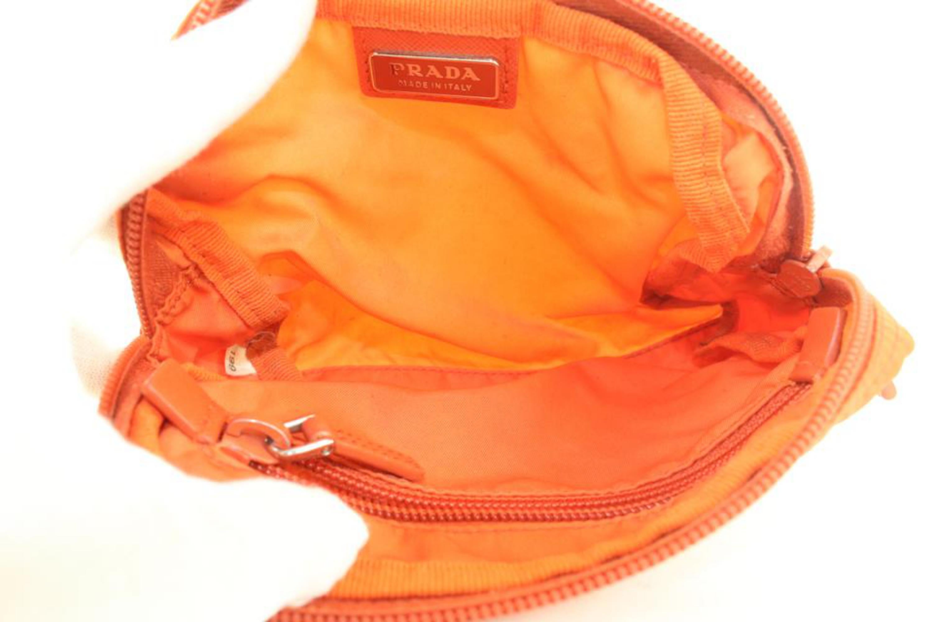 Prada Orange Nylon Cosmetic Pouch Make Up bag 1PR62a 2