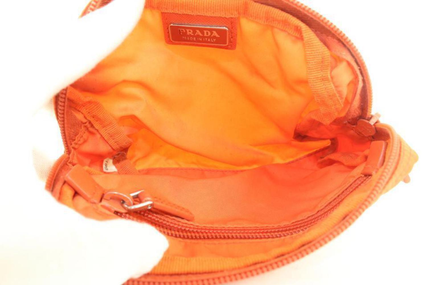Prada Orange Nylon Cosmetic Pouch Make Up bag 5P118 4