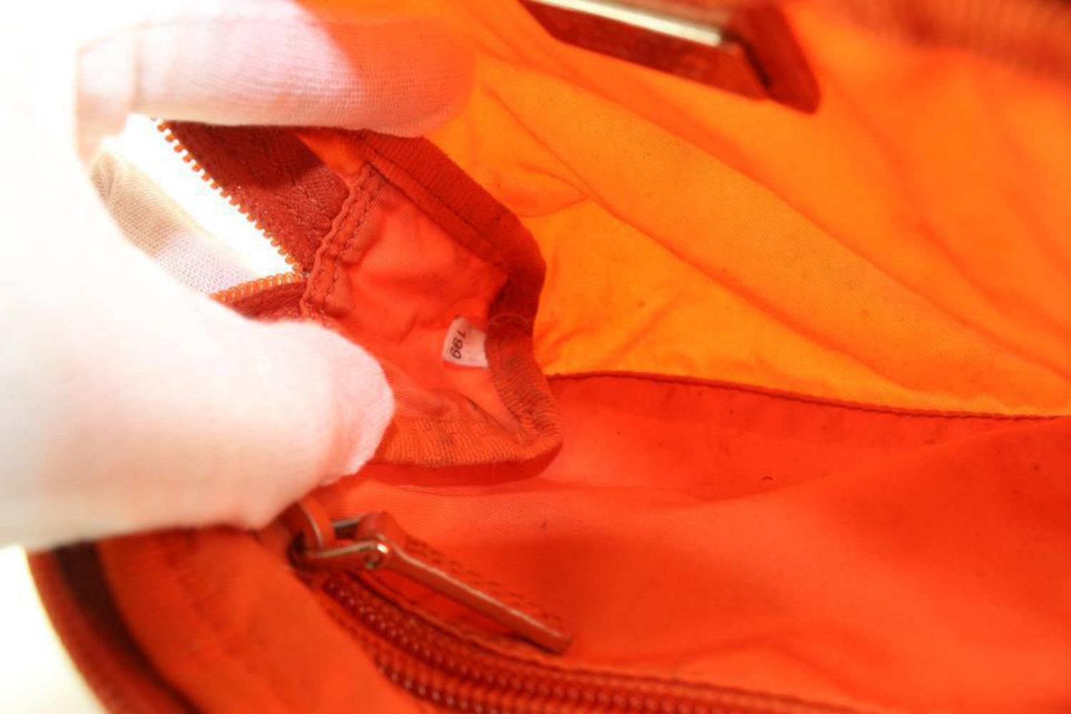 Prada Orange Nylon Cosmetic Pouch Make Up bag 5P118 5