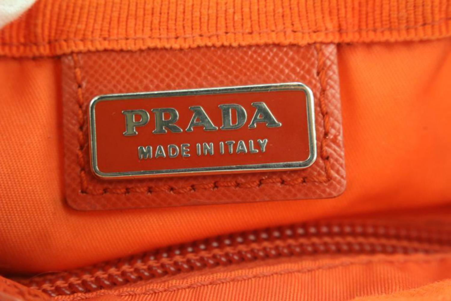 Prada Orange Nylon Cosmetic Pouch Make Up bag 5P118 2