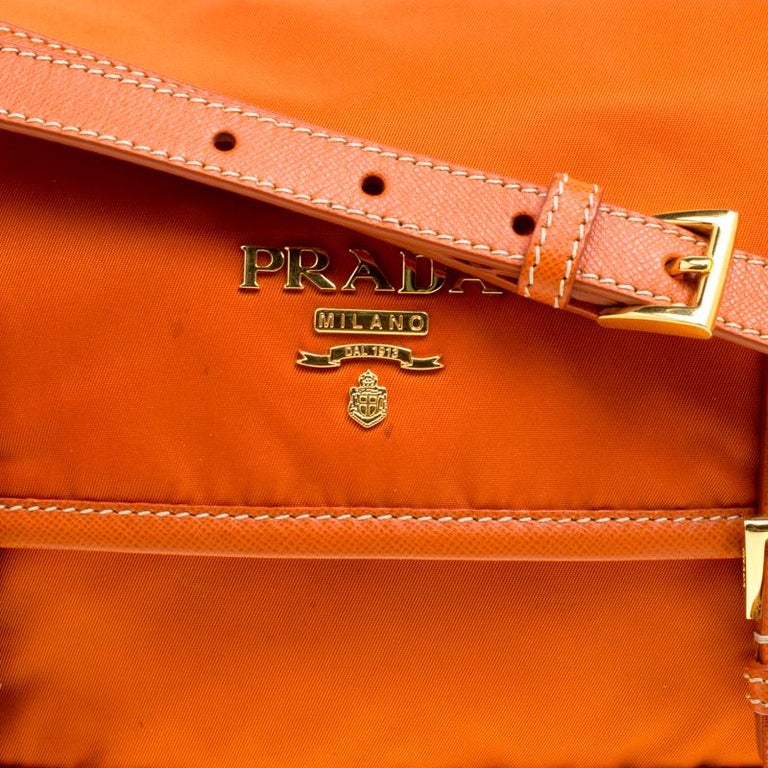 Prada Orange Nylon Crossbody Bag For Sale at 1stdibs