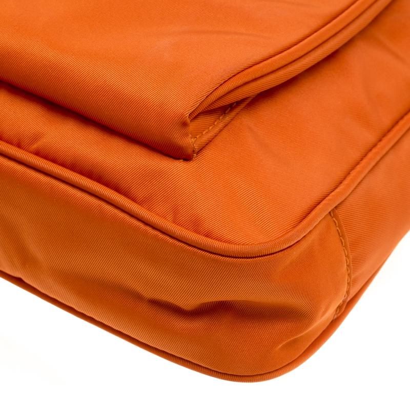Prada Orange Nylon Crossbody Tasche 7