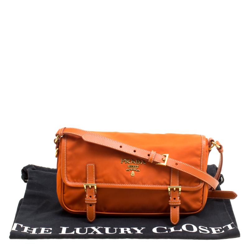 Prada Orange Nylon Crossbody Bag 4