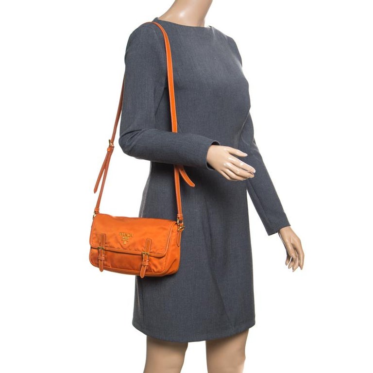 Prada Orange Nylon Crossbody Bag For Sale at 1stdibs