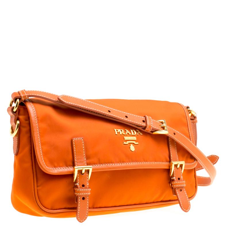 prada orange nylon bag