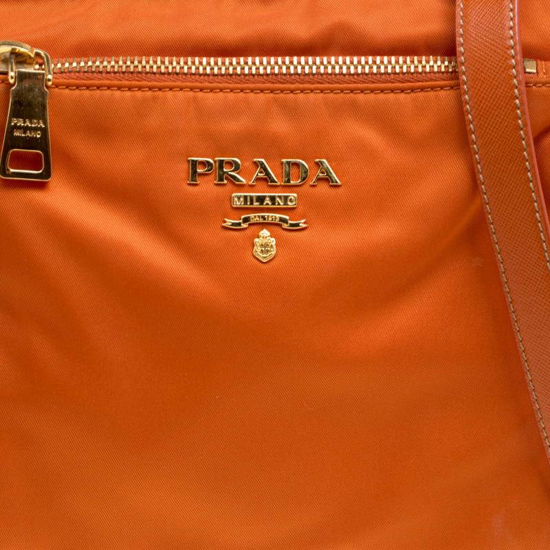 Prada Orange Nylon Crossbody Tasche 1