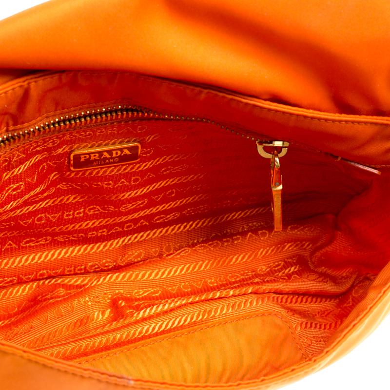 Prada Orange Nylon Crossbody Bag In Excellent Condition In Dubai, Al Qouz 2