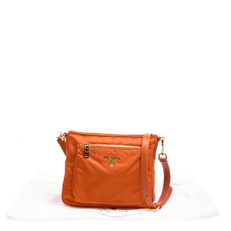 Prada Orange Nylon Crossbody Bag 2