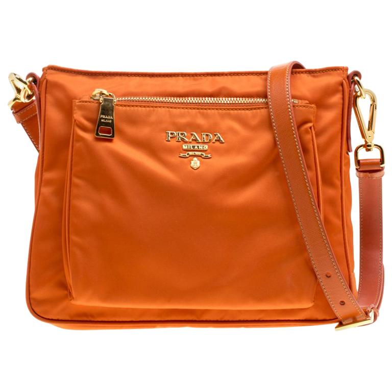 Prada Orange Nylon Crossbody Tasche