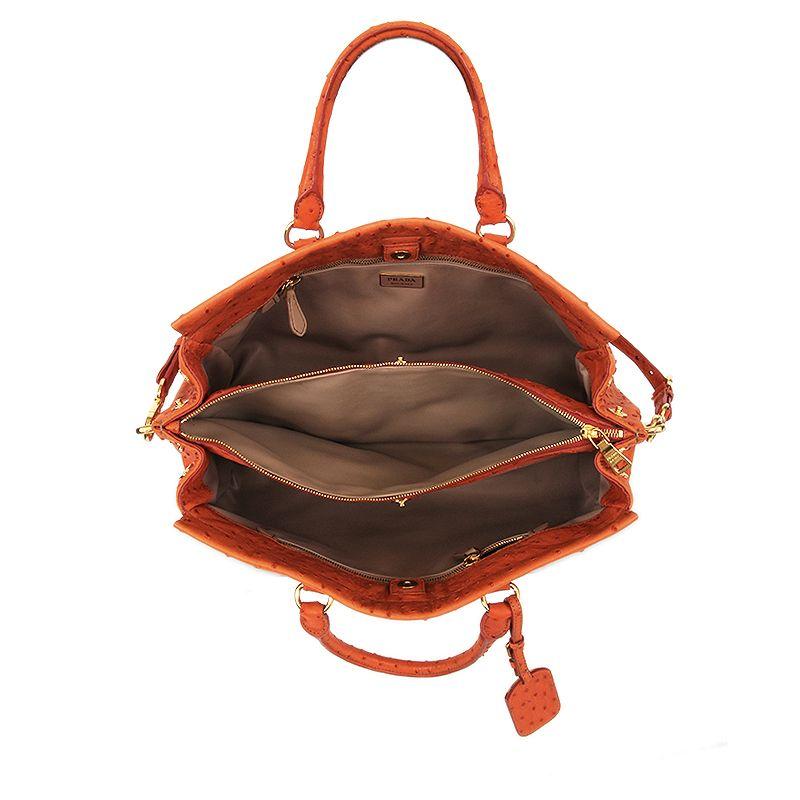 Orange PRADA orange OSTRICH Shoulder Bag