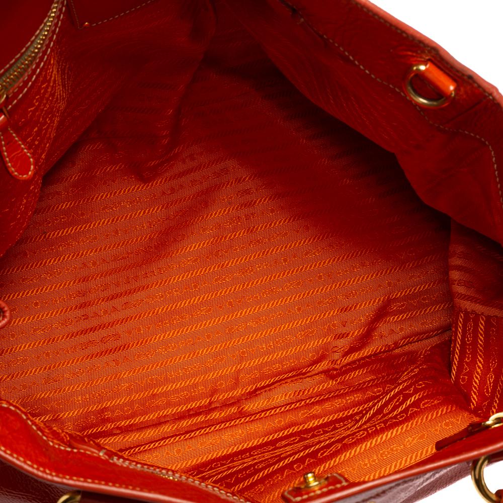 Prada Orange Patent Leather Large Shopping Tote 4
