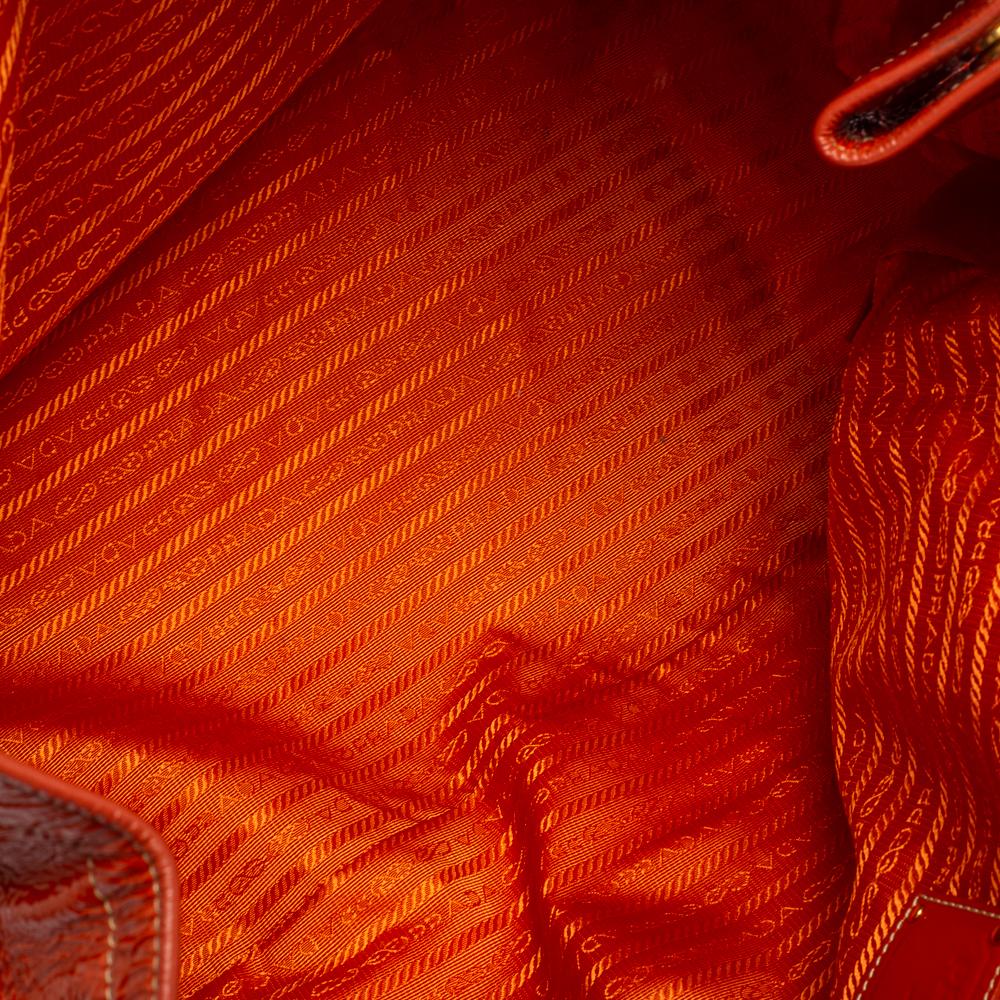Prada Orange Patent Leather Large Shopping Tote 5