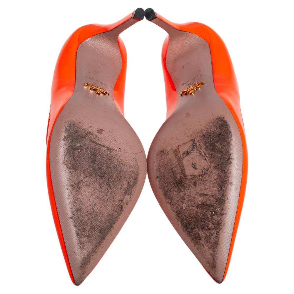 orange pointed toe heels