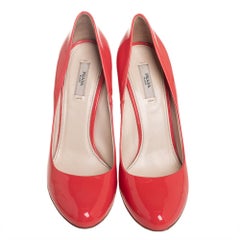 Prada Orange Patent Leather Slip On Pumps Size 40.5