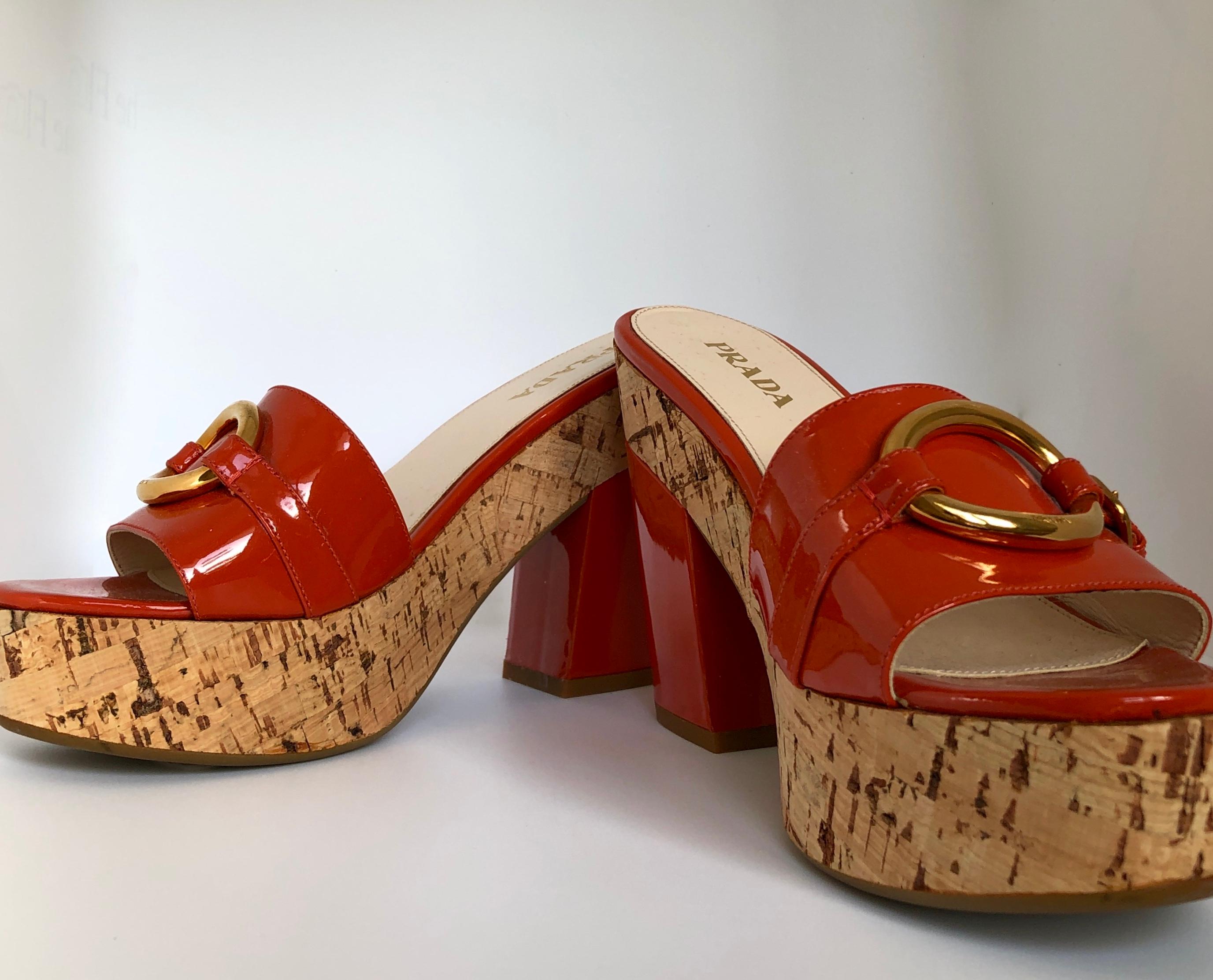 prada orange heels