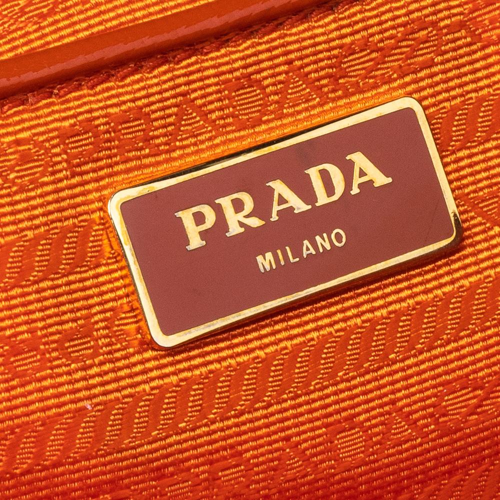 Prada Orange Patent Saffiano Lux Leather Dome Satchel 3