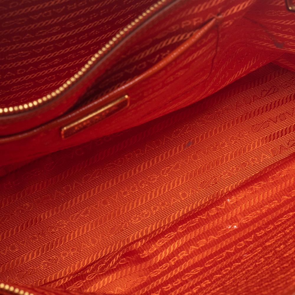 Red Prada Orange Patent Saffiano Lux Leather Dome Satchel