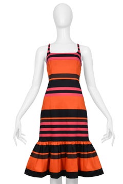 Prada Orange, Pink, & Black Fancy Stripe Party Dress 2011