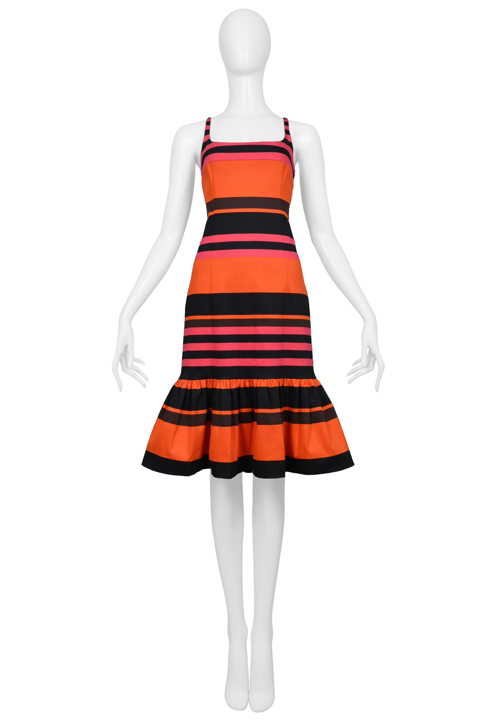 Women's Prada Orange, Pink, & Black Fancy Stripe Party Dress 2011