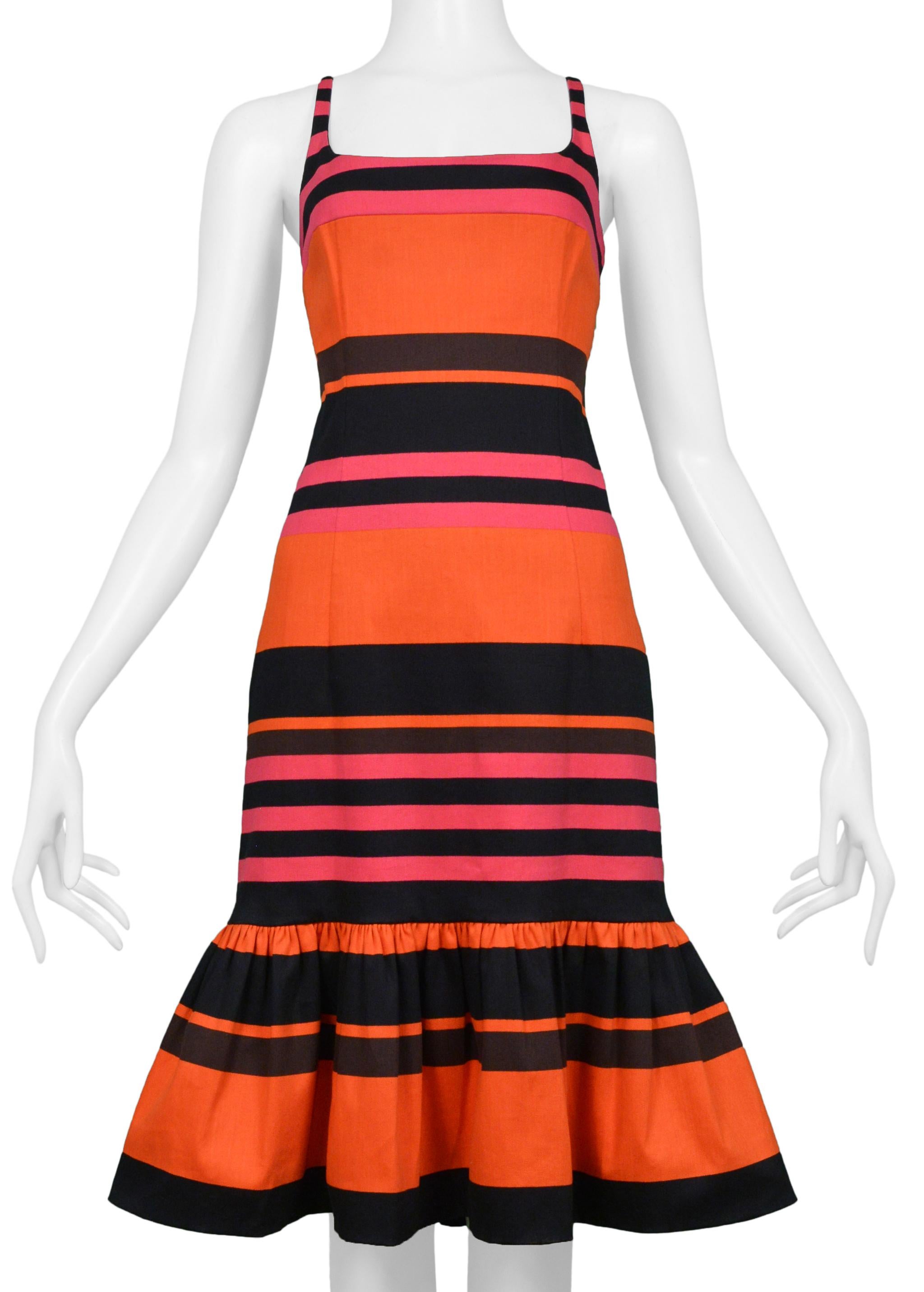 Prada Orange, Pink, & Black Fancy Stripe Party Dress 2011 2
