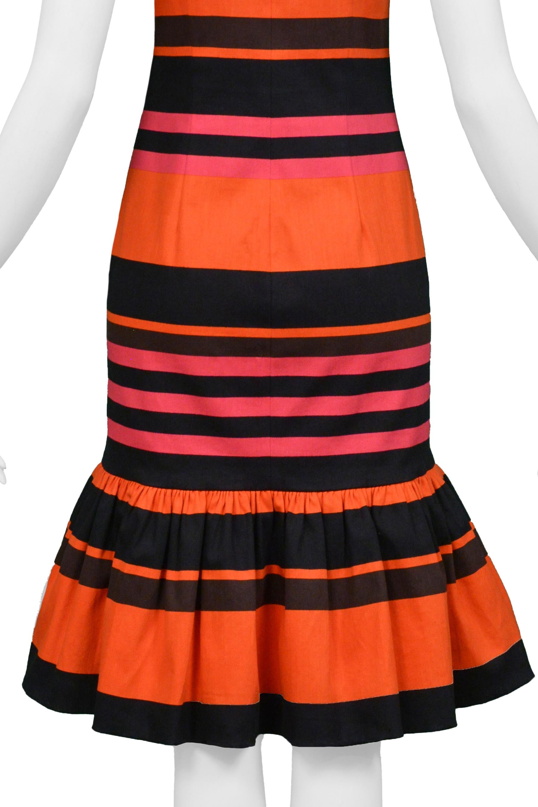 Prada Orange, Pink, & Black Fancy Stripe Party Dress 2011 3