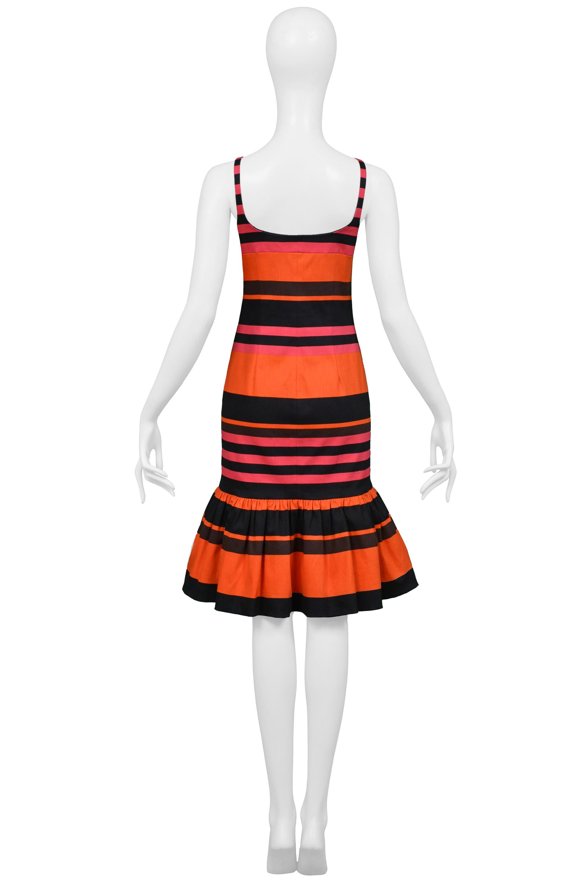 Prada Orange, Pink, & Black Fancy Stripe Party Dress 2011 4