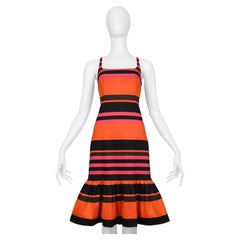 Prada Partykleid mit ausgefallenen Streifen in Orange, Rosa und Schwarz 2011