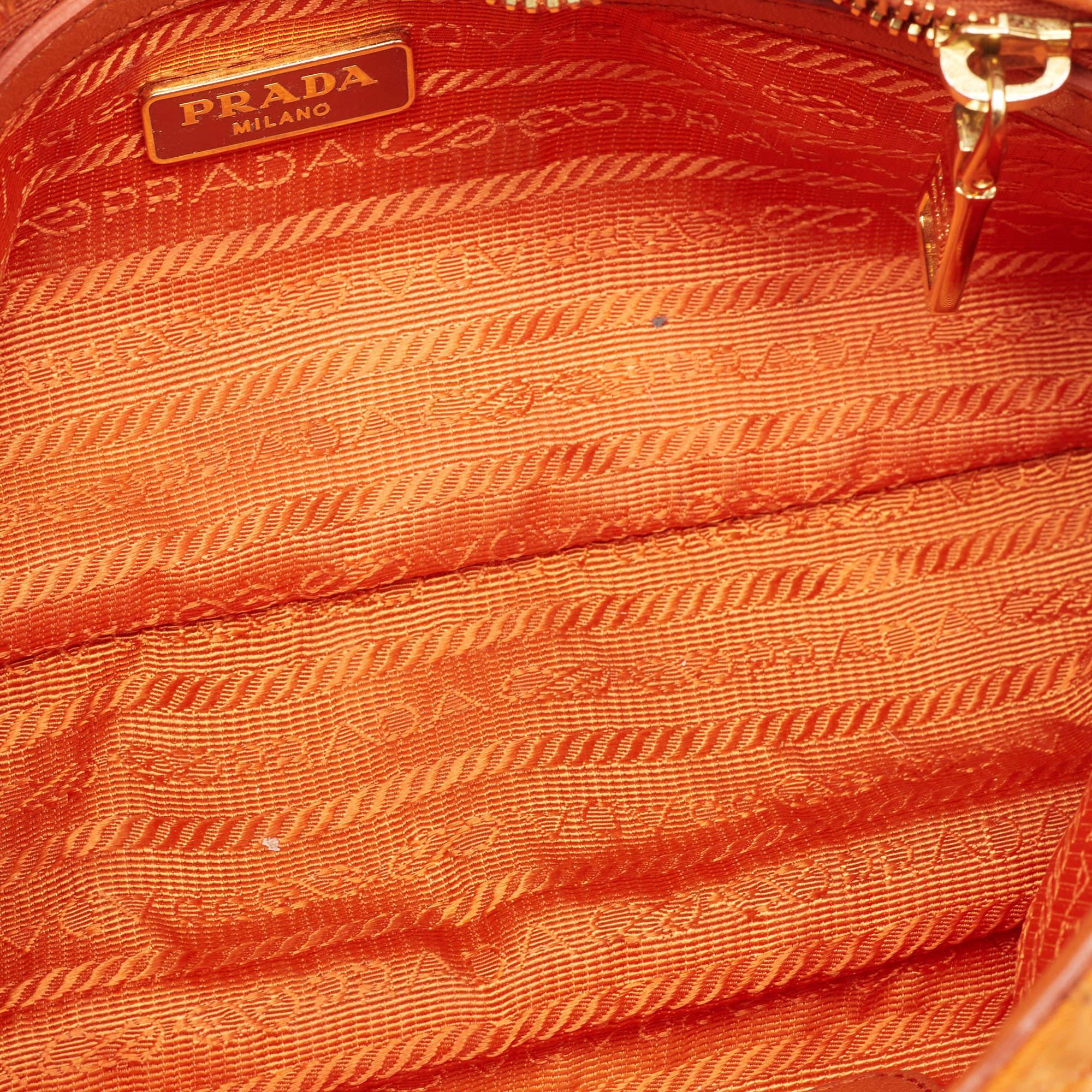 Prada Orange Quilted Nylon Pushlock Flap Chain Shoulder Bag 4