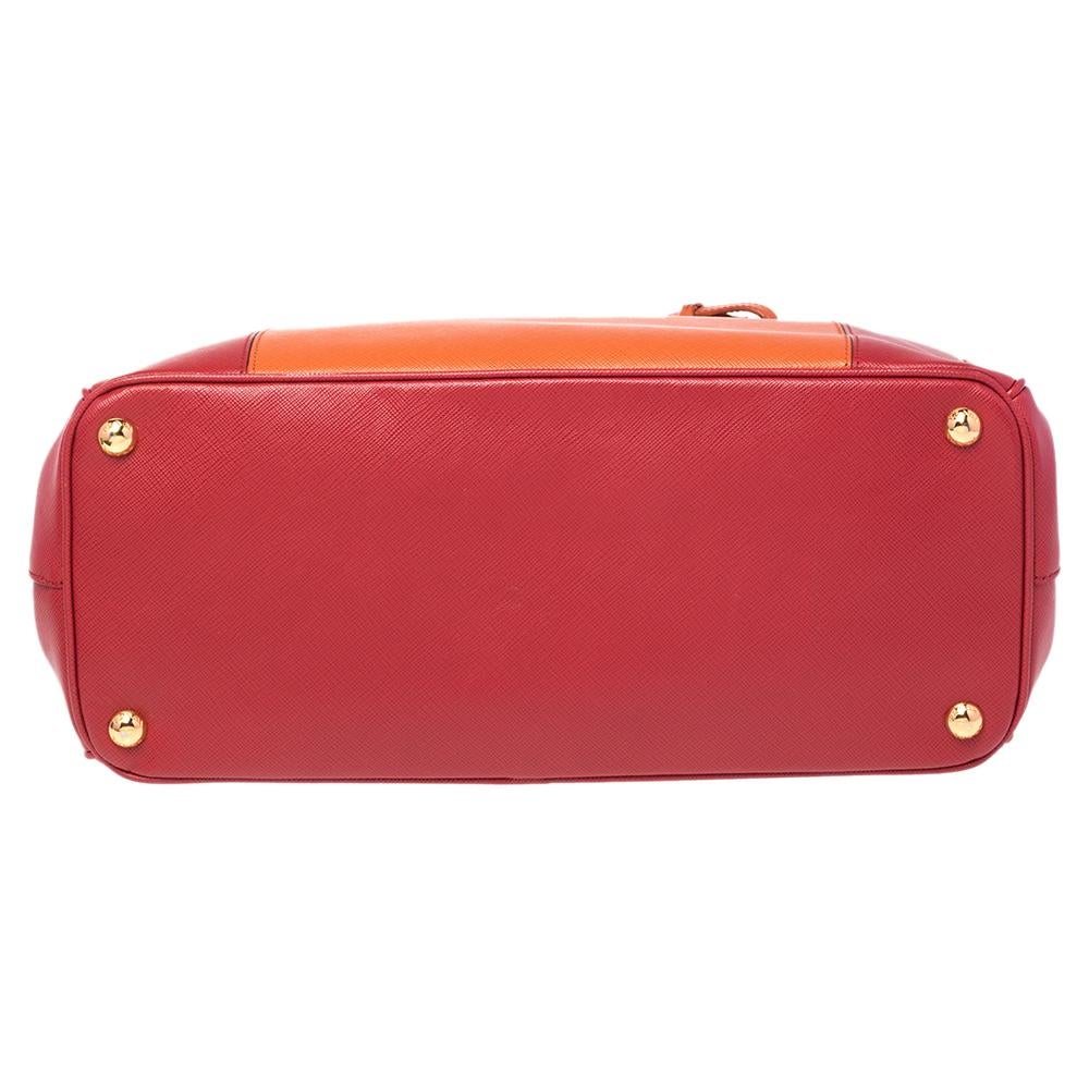 Prada Orange/Red Saffiano Lux Leather Medium Galleria Double Zip Tote 1